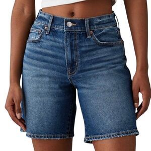 American Eagle Perfect Bermuda Denim Shorts Strigid Stretch Long Size 10